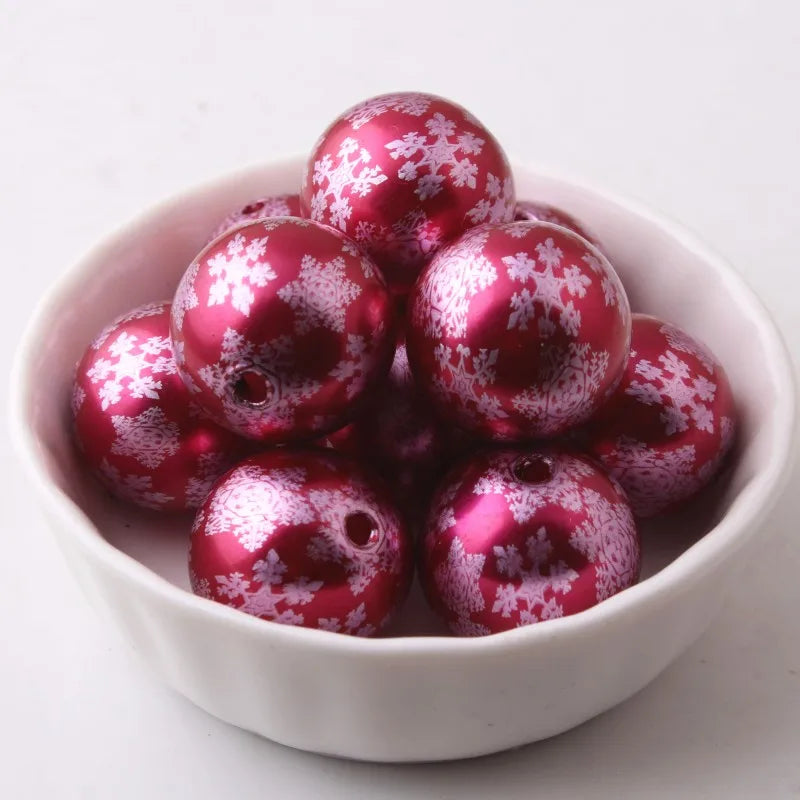 Christmas 20mm 100pcs Acrylic Pearl Snowflake Beads for Necklace