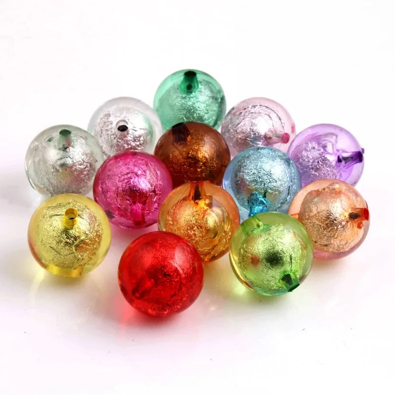 20MM Chunky Acrylic Silver Foil Beads 100pcs