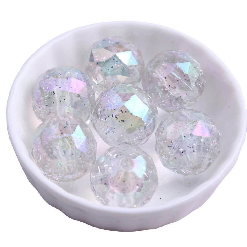 Wholesale Acrylic Glitter Beads for Kids Necklace Jewelry 19mm 100pcs