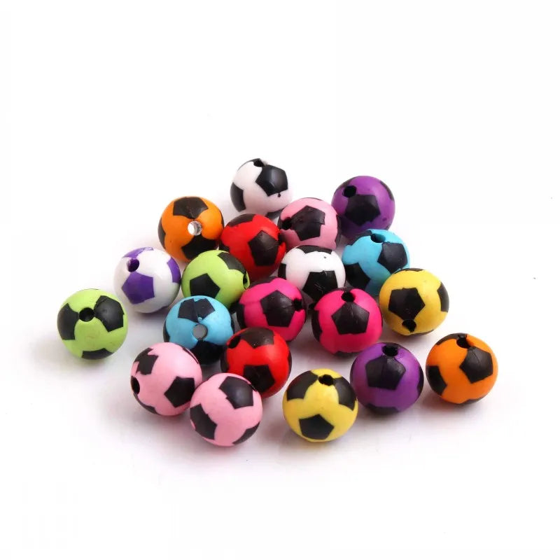 Acrylic Football Beads for Necklace Making 12mm 16mm 20mm