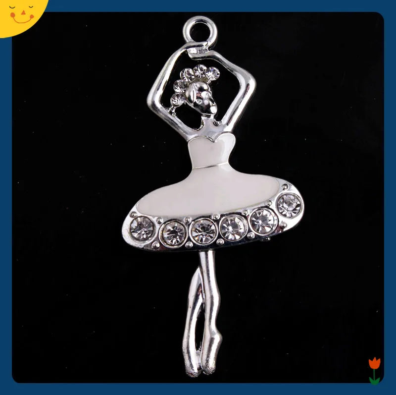 Zinc Alloy Dancer Rhinestone Pendants for Necklace Making