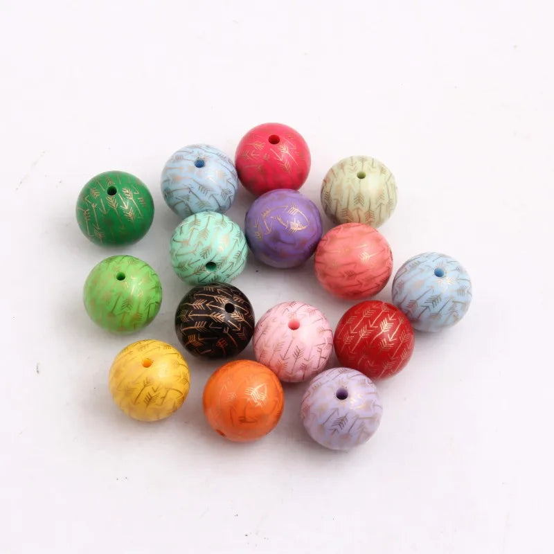 Acrylic Arrow Print Beads for Jewelry 20mm 100pcs
