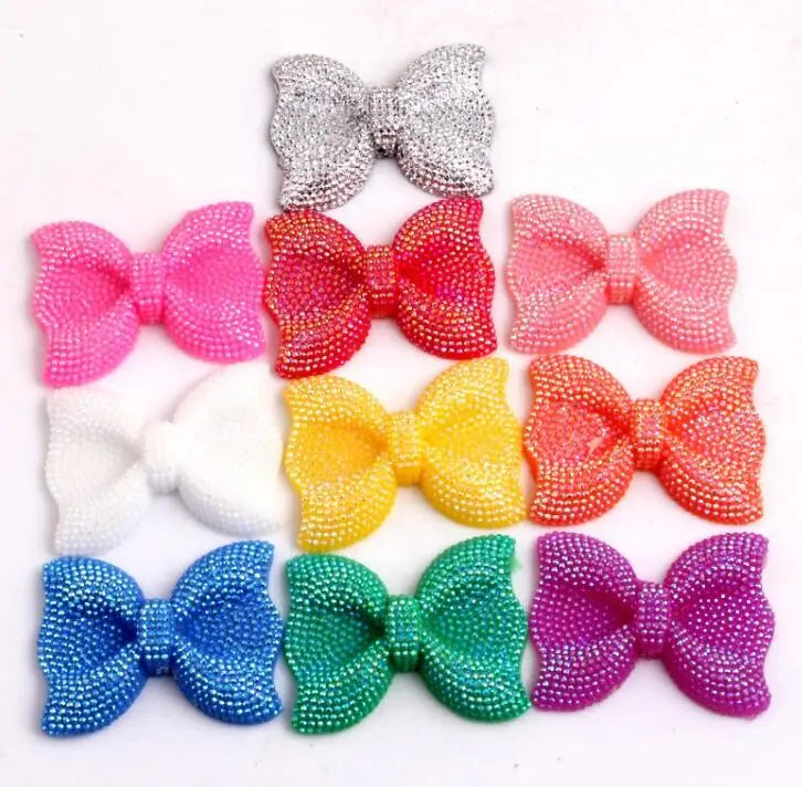Resin Rhinestone Bows Beads for Kids Necklace Chunky Jewelry