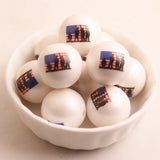 20mm 100pcs Matte Pearl Print America Flag Beads for Kids Necklace