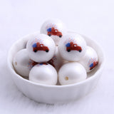 20mm 100pcs Acrylic Matte Pearl Print Flag Car Beads for Kids Necklace
