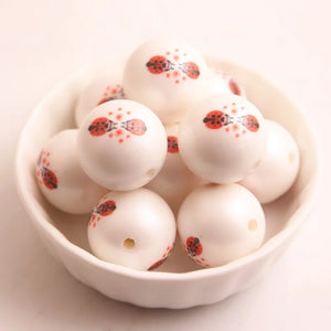 100pcs Acrylic Matte Pearl Print Heart Beads for Kids Necklace