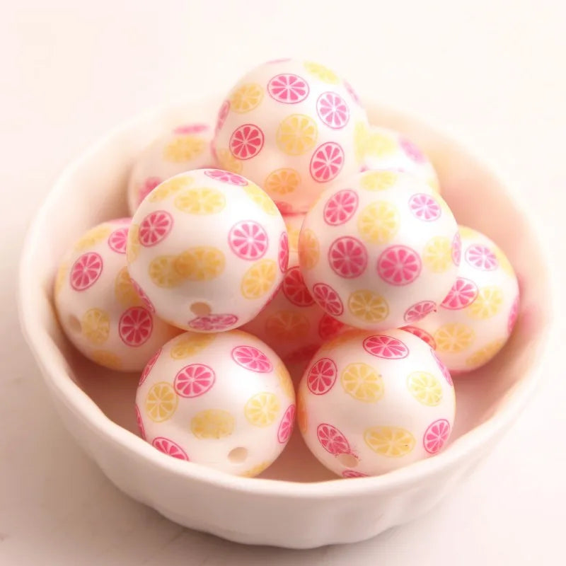 Acrylic Pearl Print Beads for Girls Necklace Jewelry