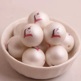 20mm Acrylic Matte Pearl Print Beads for Chunky Girls Necklace Jewelry
