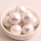 20mm Acrylic Matte Pearl Print Beads for Chunky Girls Necklace Jewelry