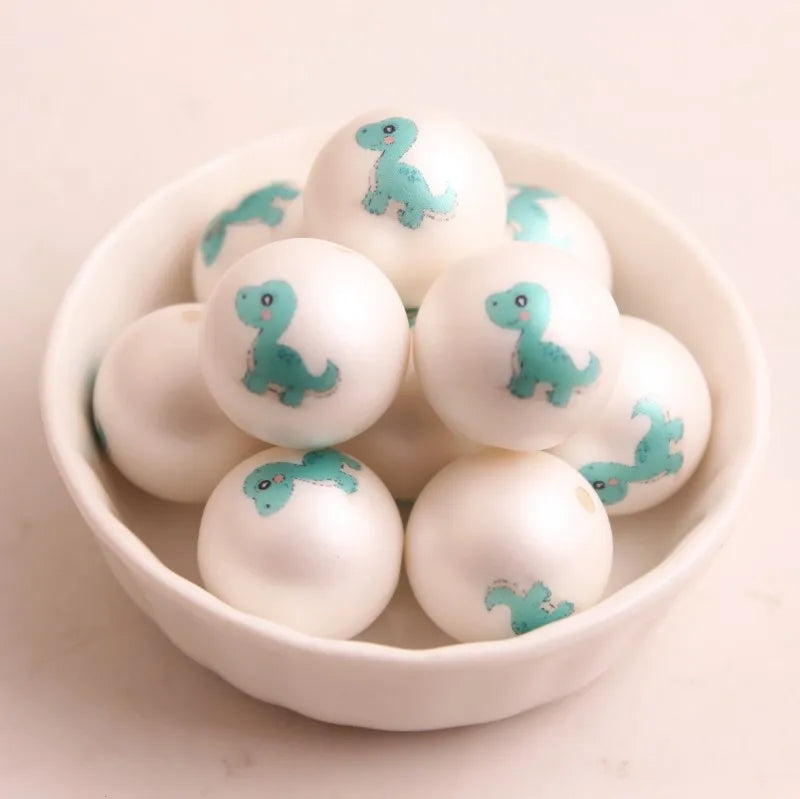 20mm Acrylic Matte Pearl Dinosaur Beads for Girls Necklace