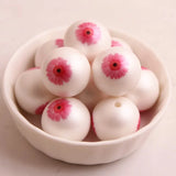 20mm 100pcs Acrylic Matte Pearl Print Flower Beads for Chunky Girls Necklace