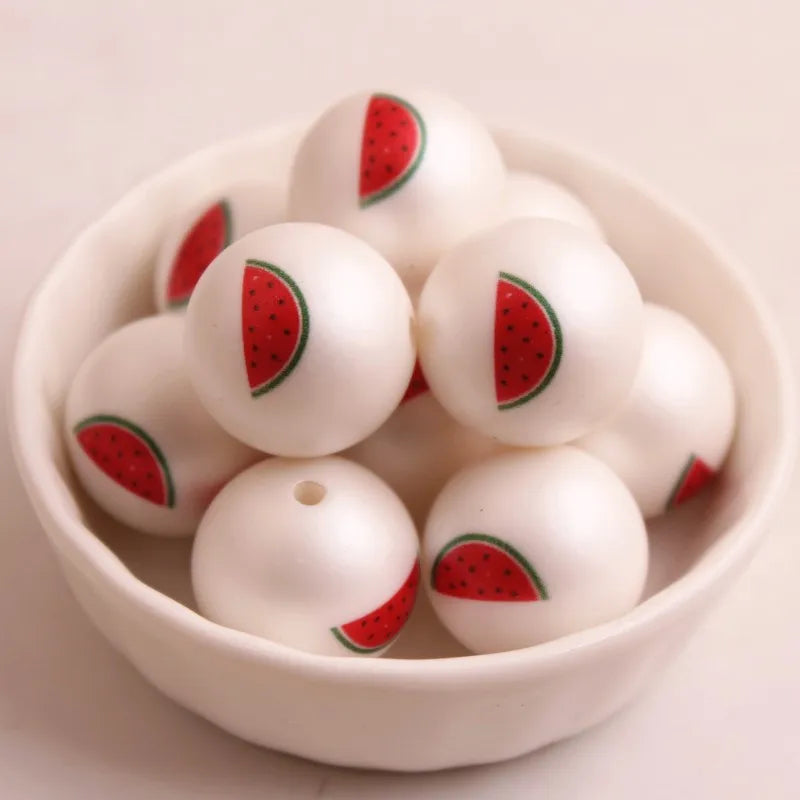 20mm Acrylic Matte Pearl Watermelon Beads for Necklace Jewelry