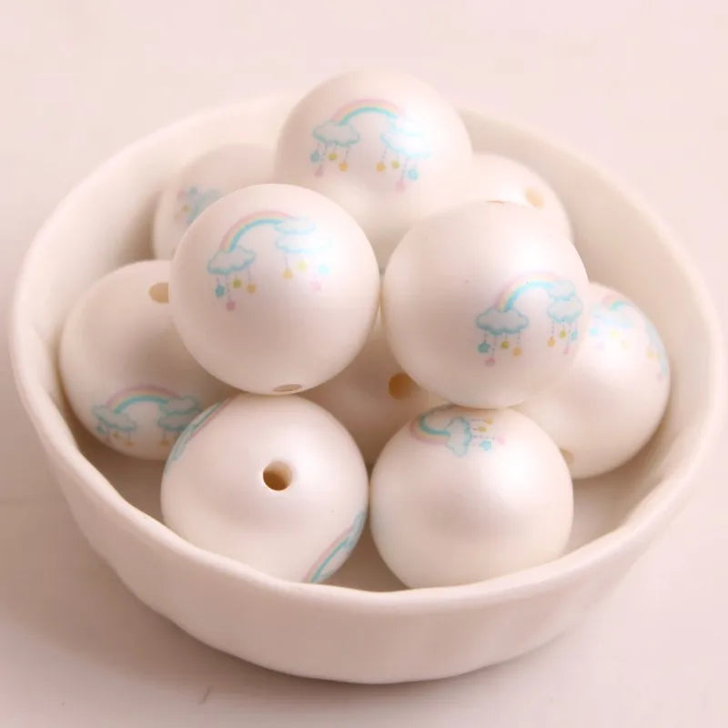 Acrylic Matte Pearl Rainbow Beads for Girls Necklace Jewelry
