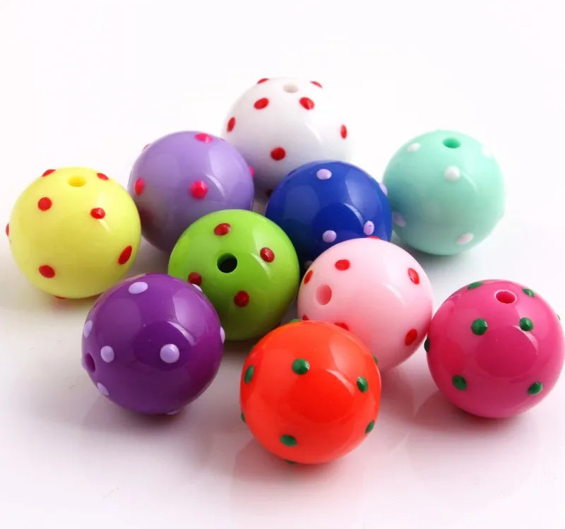 Colorful Chunky Acrylic Enamel Dot Beads 20mm 100pcs
