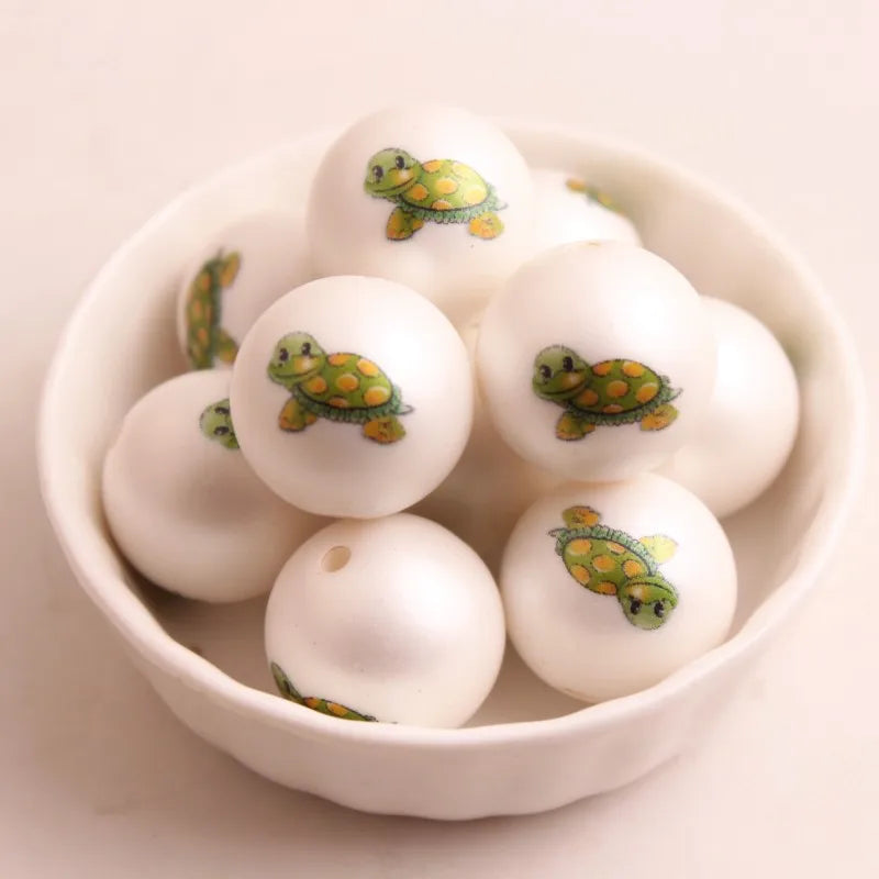 Acrylic Matte Pearl Print Beads for Chunky Necklace