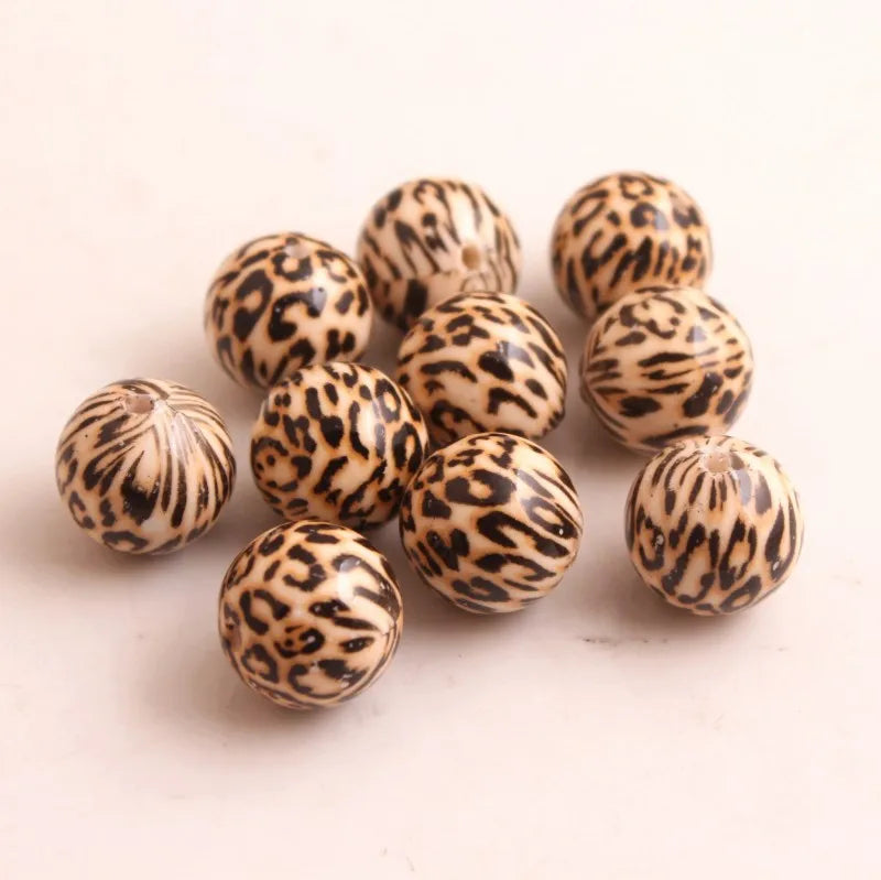 Brown Leopard Beads for Girls Necklace Jewelry 100pcs
