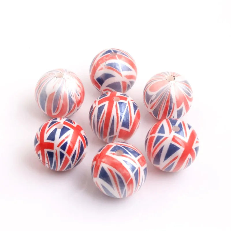 20mm 100pcs Acrylic Pearl Flag Beads Necklace Jewelry