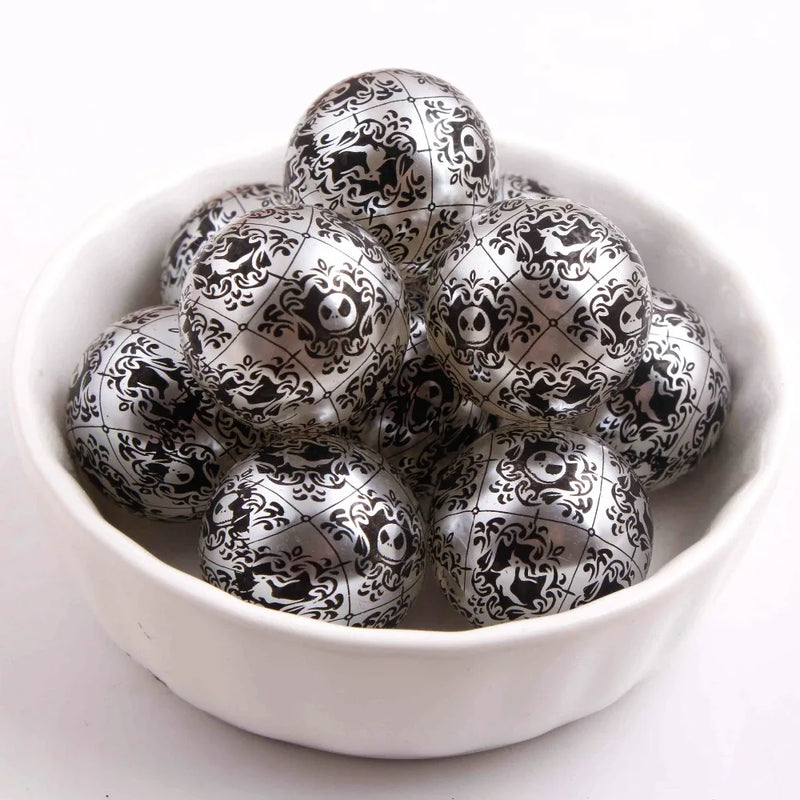 20mm 100pcs Acrylic Pearl Beads with Ghost Print for Girls Necklace