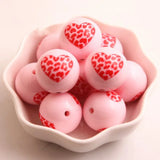 20mm Acrylic Pink Red Heart Leopard Beads for Necklace