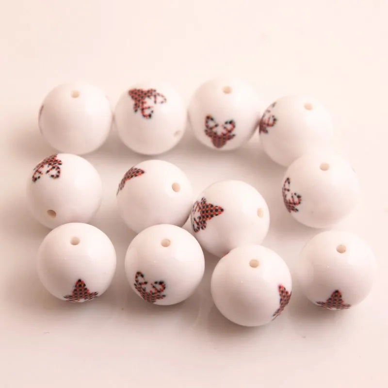 20mm Plaid Deer Beads for Kids Necklace DIY