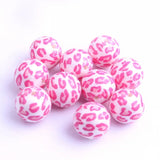 20mm 100pcs Acrylic hotpink Leopard Beads for Girls Necklace Jewelry