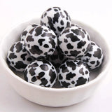 20mm 100pcs Acrylic Beads Print Cow Girls Necklace Jewelry