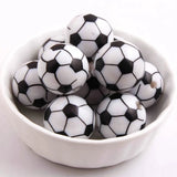 20mm Acrylic Football Print Beads for Girls Necklace Jewelry