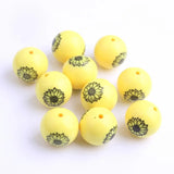 20mm 100pcs Acrylic Yellow Beads Sunflower Print for Necklace Jewelry