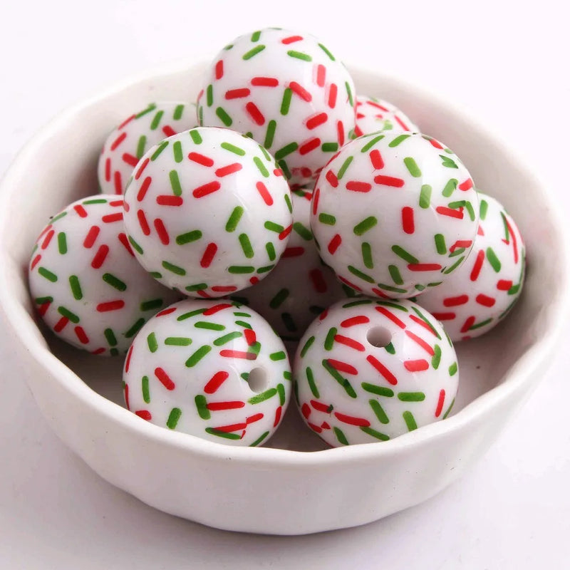 20mm 100pcs Acrylic Christmas Beads for Girls Necklace Jewelry