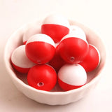20mm Acrylic Double Beads for Girls Necklace - Red Print - Pack of 100