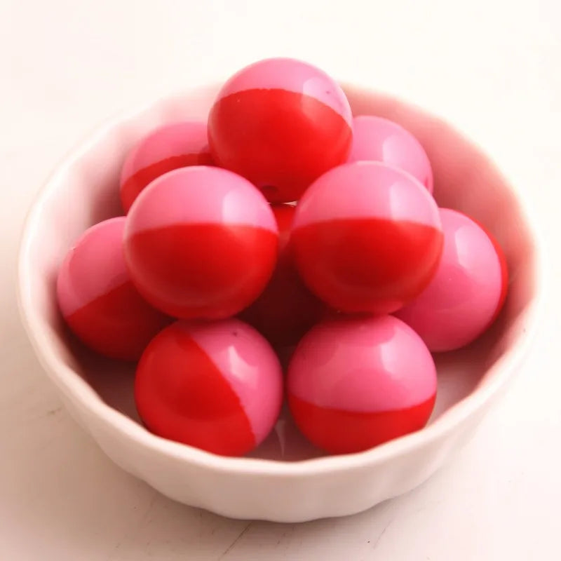 20mm Acrylic Double Beads for Girls Necklace - Red Print - Pack of 100