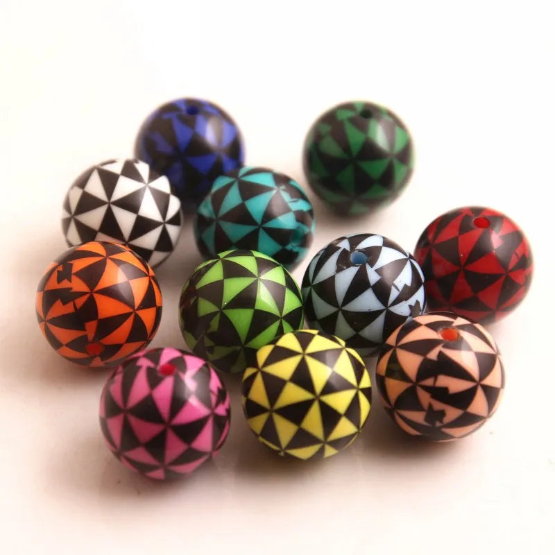 20mm Acrylic Triangle Print Beads for Girls Chunky Necklace 100pcs