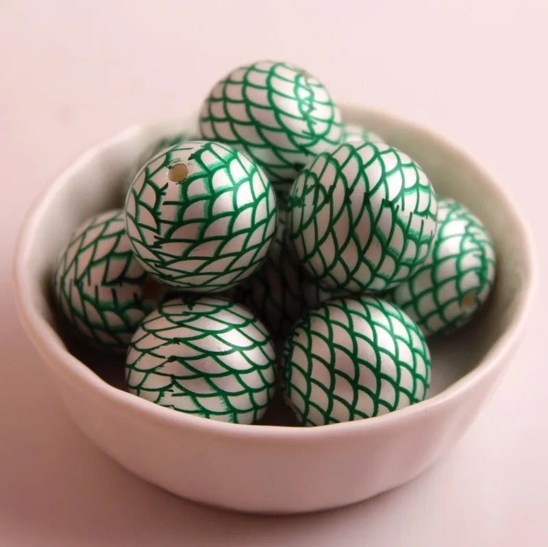 20mm Green Chunky Acrylic Pearl Beads for Girls Necklace 100pcs