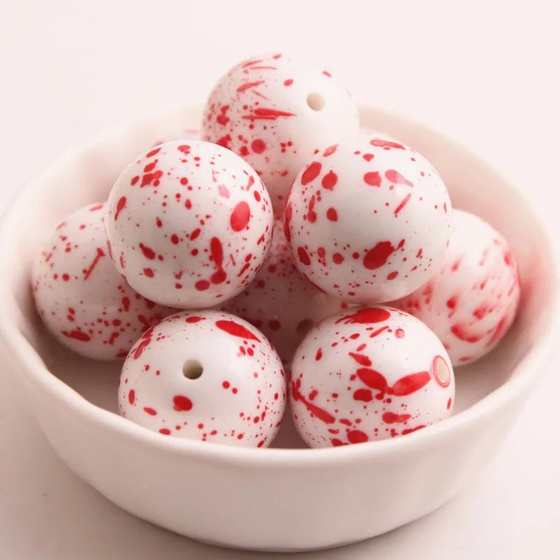 Colorful Christmas Acrylic Splatter Beads 20mm 100pcs