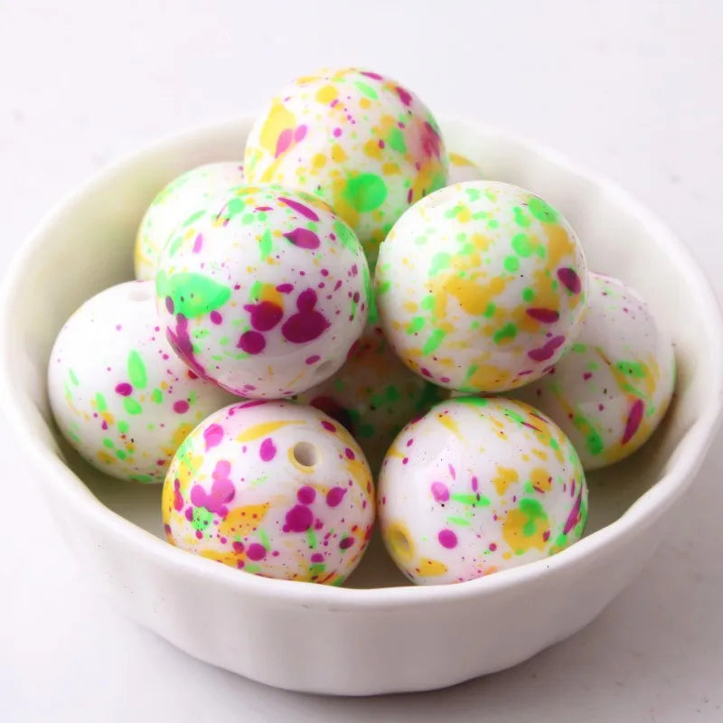 100pcs Acrylic Rainbow Mix Splash Beads Chunky Necklace Jewelry