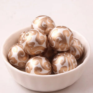 100pcs Acrylic Pearl Print Flower Beads for Chunky Girls Necklace