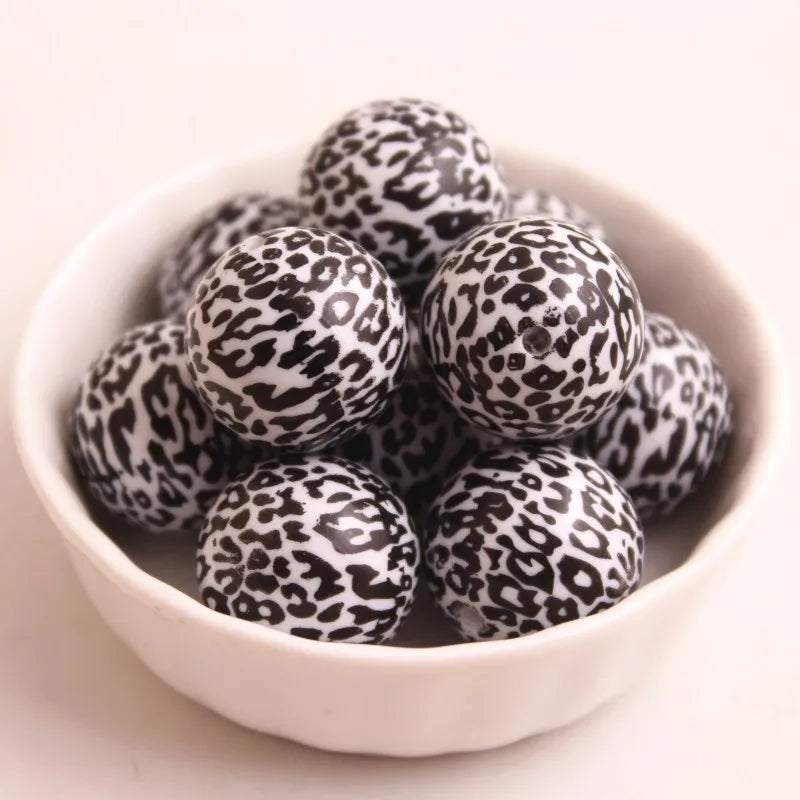 20mm 100pcs Acrylic Leopard Beads Chunky Necklace Jewelry