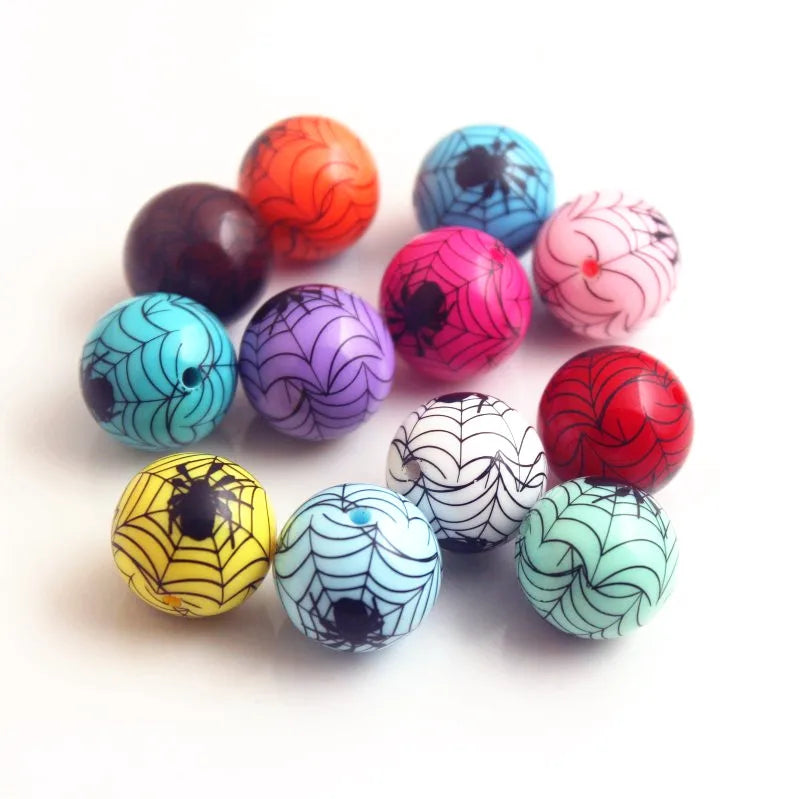20mm 100pcs Halloween Acrylic Spider Beads for Necklace Jewelry