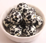 20mm 100pcs Ivory Acrylic Cow Print Beads for Girls Necklace