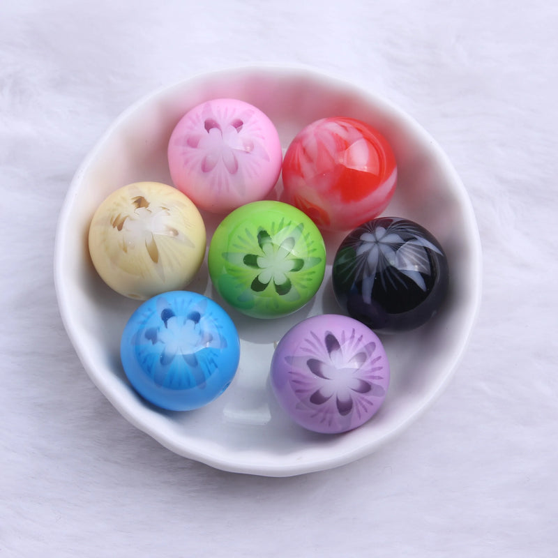 100pcs Mix Colorful Acrylic Resin Flower Beads for Chunky Girls Necklace
