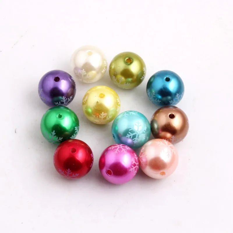 Acrylic Pearl Snowflake Beads for Bubblegum Necklace 20mm 100pcs