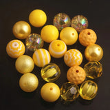 RB-011 20mm Yellow Mixed Style Acrylic Beads 50pcs