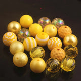 RB-011 20mm Yellow Mixed Style Acrylic Beads 50pcs