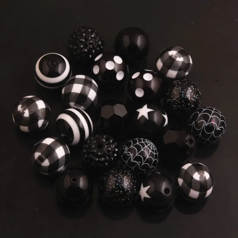 RB-014 20mm Acrylic Beads 50pcs Mixed Style Bubblegum Chunky Necklace Jewelry