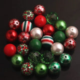 RB-016 20mm Christmas Mix Acrylic Beads 50pcs Bubblegum Chunky Necklace Jewelry