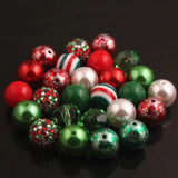 RB-016 20mm Christmas Mix Acrylic Beads 50pcs Bubblegum Chunky Necklace Jewelry