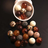 20mm Leopard Mixed Acrylic Beads 50pcs for Bubblegum Chunky Necklace