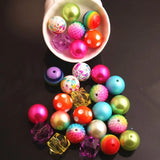 RB-023 20mm Rainbow Mixed Acrylic Beads 50pcs for Bubblegum Chunky Necklace