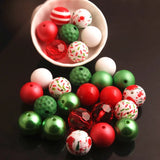 RB-024 20mm Christmas Mix Acrylic Beads 50pcs Chunky Necklace Jewelry