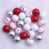 20mm Baseball Mixed Large Acrylic Beads 50pcs